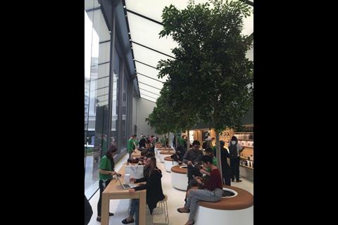 The inside space also features seating areas, giving shoppers time to rest and enjoy the view